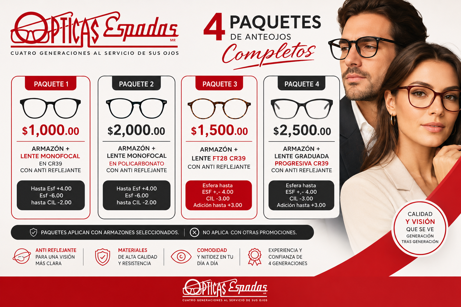 PAQUETES ANTEOJOS COMPLETOS
