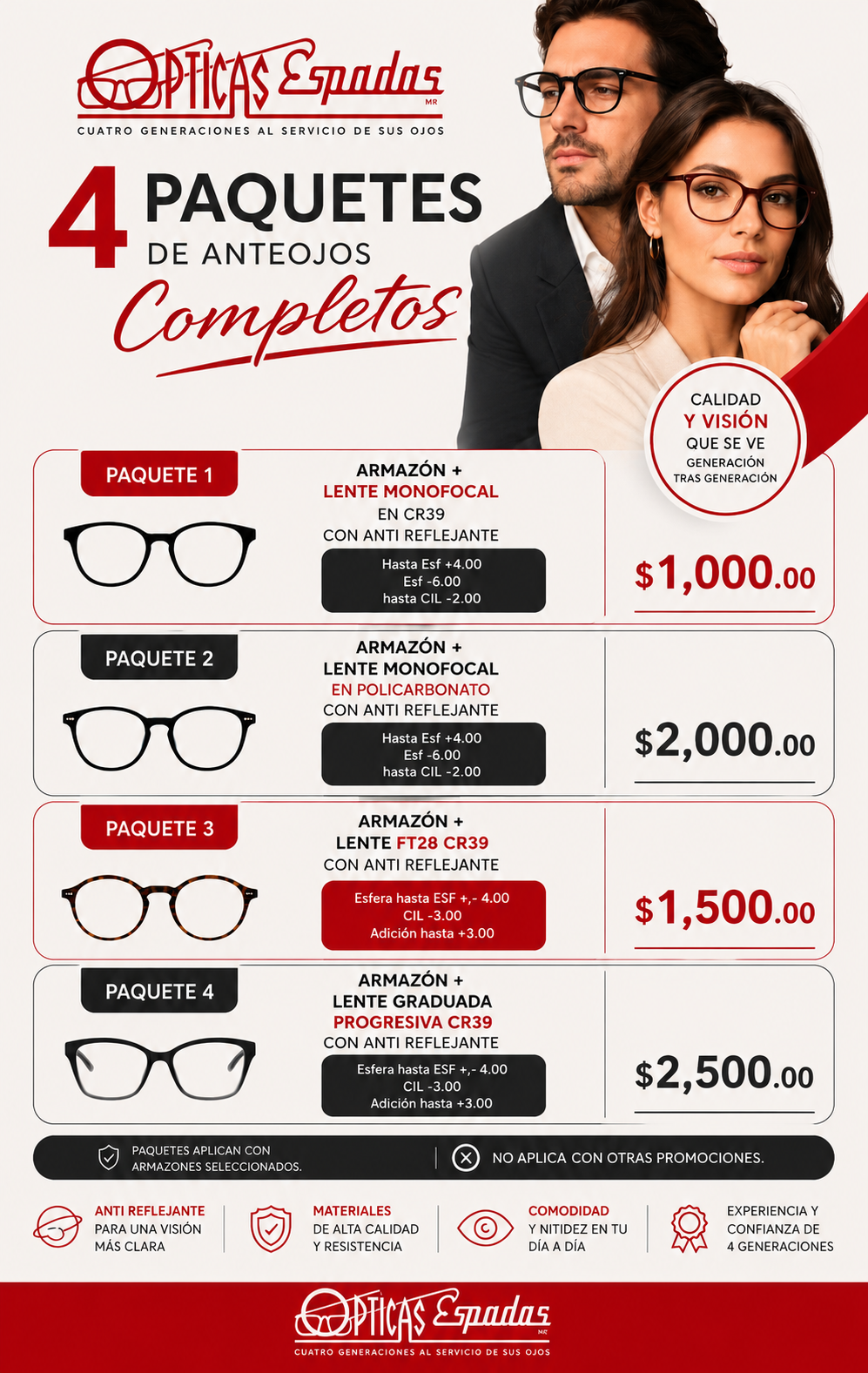 PAQUETES ANTEOJOS COMPLETOS